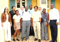 Contest winners in front, Miracle Nibbs, left, Latroy Charles and J'Quan Registe, are surrounded by, also from left to right, JAG-VI career specialist Josette Illis; judges Jennifer Matarangas-King, Scott Bradley, Jason Charles and Lisa Hamilton; career specialist Nisha Clavier; and Commissioner of Labor Albert Bryan Jr. Contest winners in front, Miracle Nibbs, left, Latroy Charles and J'Quan Registe, are surrounded by, also from left to right, JAG-VI career specialist Josette Illis; judges Jennifer Matarangas-King, Scott Bradley, Jason Charles and Lisa Hamilton; career specialist Nisha Clavier; and Commissioner of Labor Albert Bryan Jr.